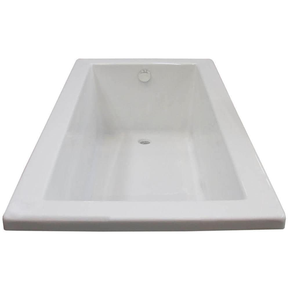 Sapphire 5 ft. Acrylic Drop-in Reversible Drain Rectangular Bathtub in White