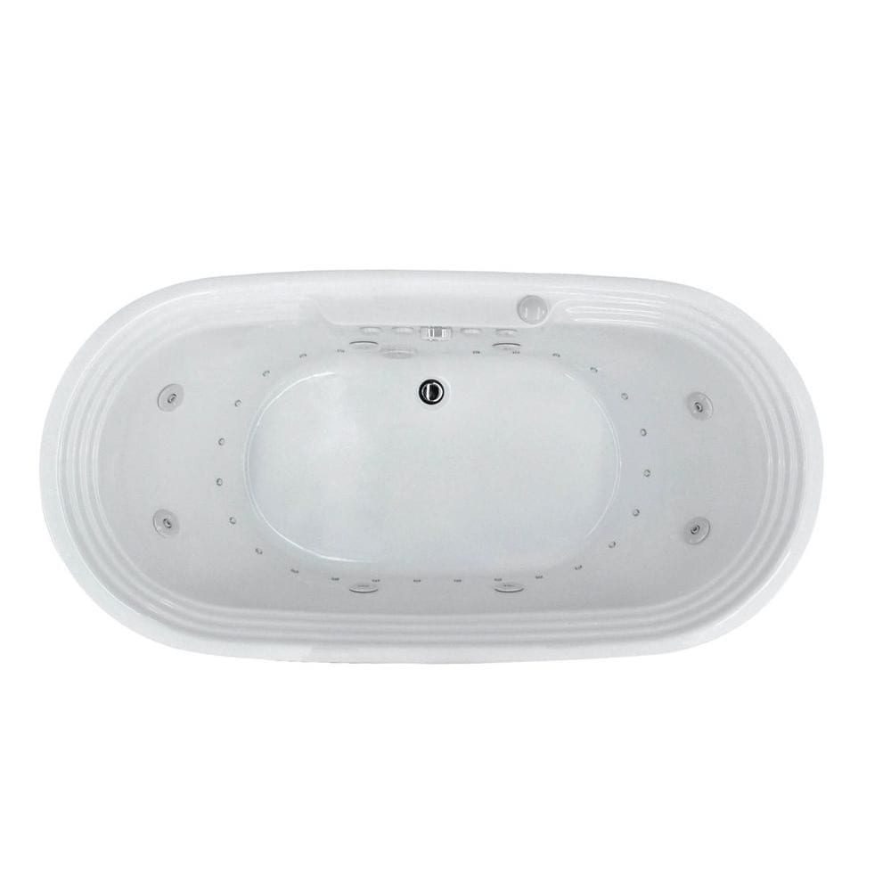 Pearl 5 Feet 7-Inch Acrylic Oval Freestanding Whirlpool Bathtub in White