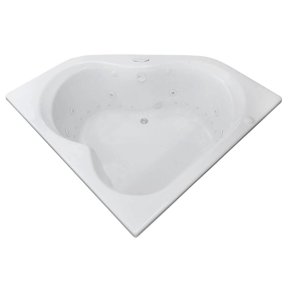 Baignoire à remous et à air d'angle Beryl Diamond de 5 pi en acrylique avec drain à gauche, en blanc