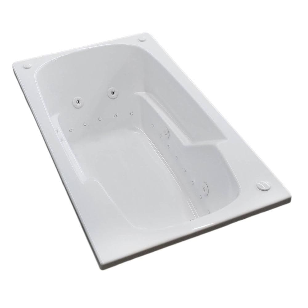 Baignoire balnéo et à air Coral de 5 pi avec drain à droite, blanche