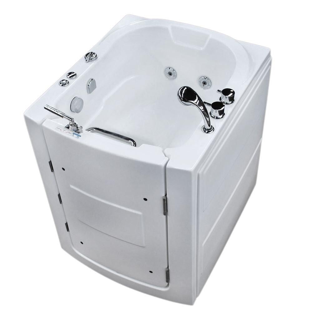 Baignoire balnéo à accès direct de 3 pi 2 po avec drain à droite en blanc