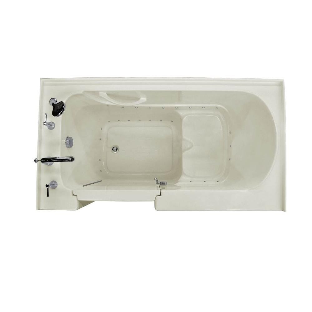 Baignoire à accès direct avec drain à gauche de 5 pi en biscuit