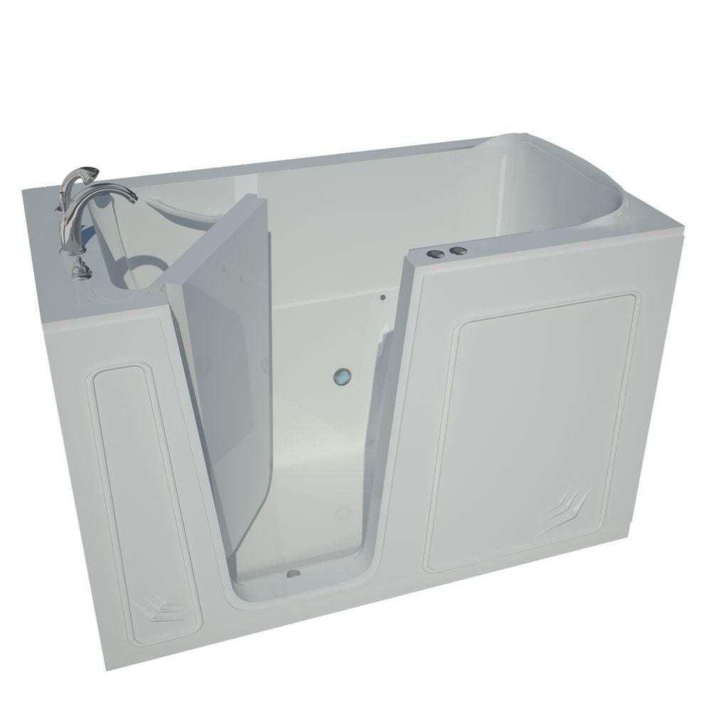 Baignoire à air de plain-pied de 5 pieds avec drain à gauche en blanc