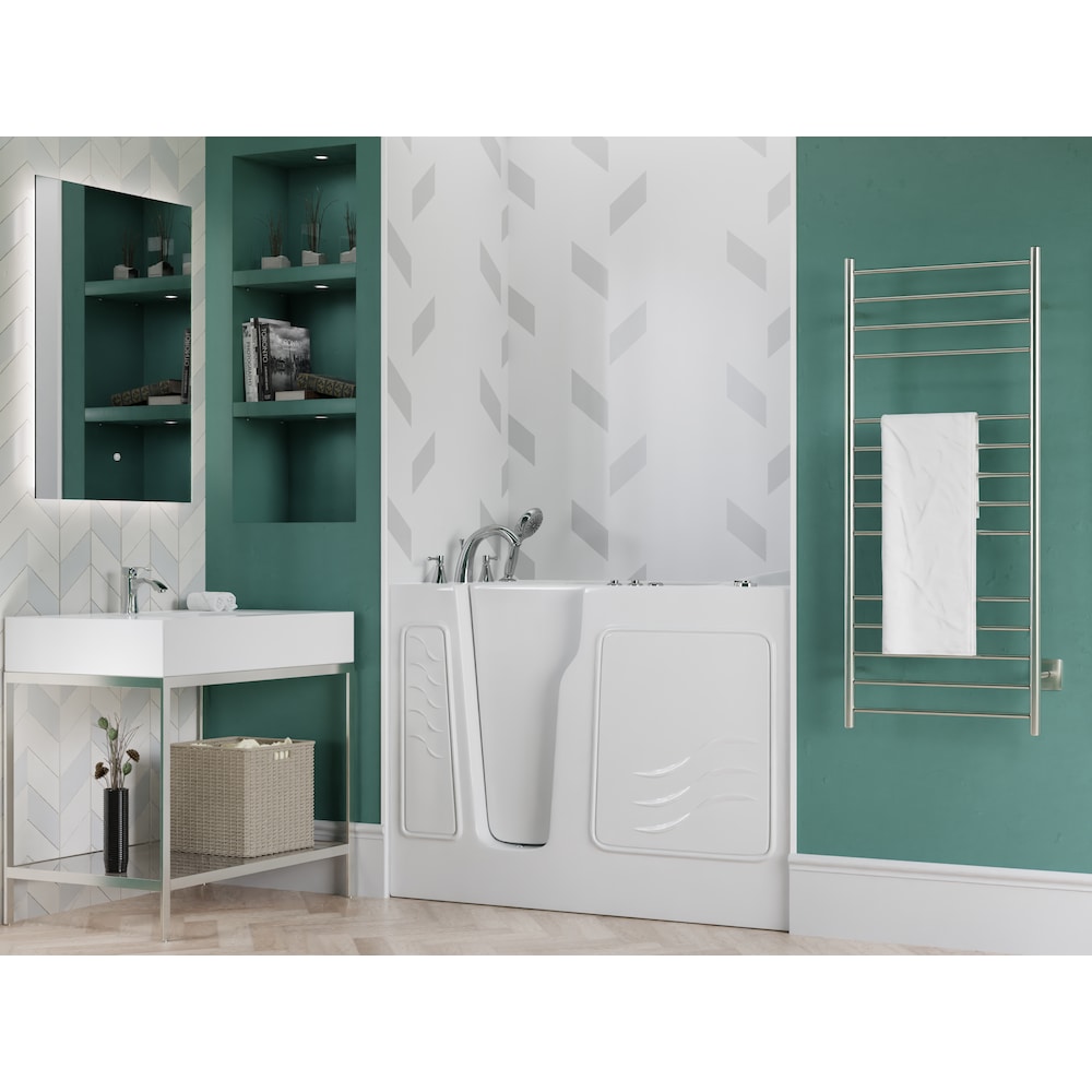 Baignoire balnéo à accès direct avec drain à gauche de 4 pi 4 po en blanc