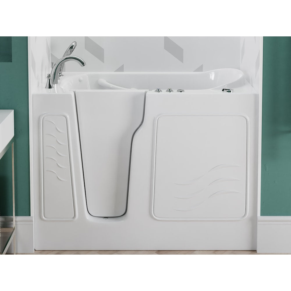 Baignoire balnéo à accès direct avec drain à gauche de 4 pi 4 po en blanc