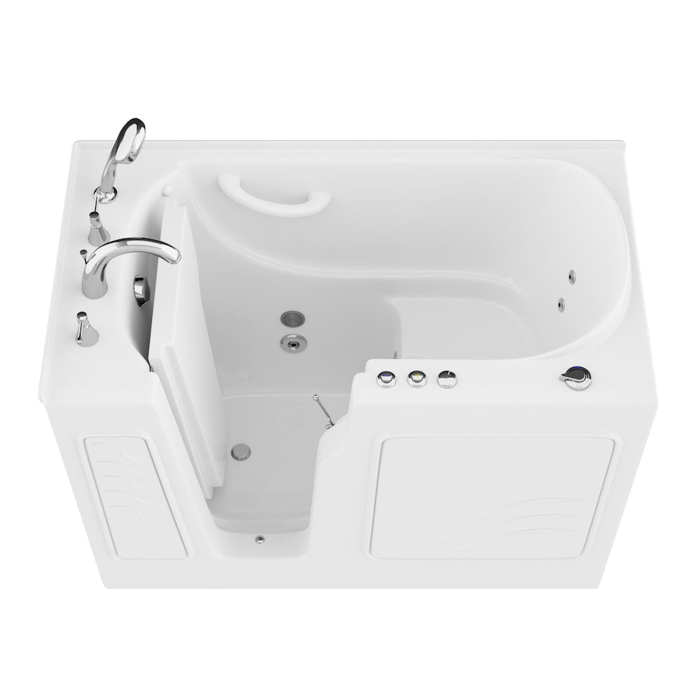 Baignoire balnéo à accès direct avec drain à gauche de 4 pi 4 po en blanc