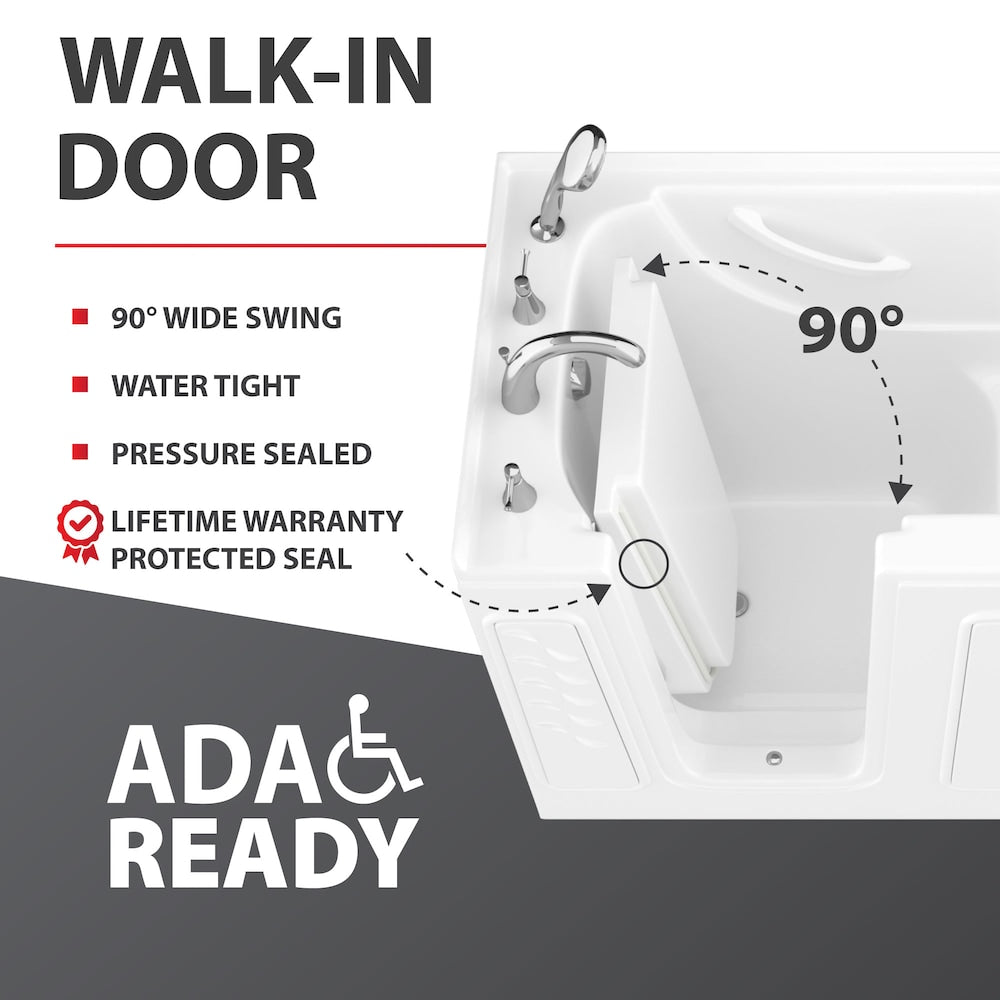 5 ft. Right Drain Walk-In Whirlpool and Air Bathtub in White