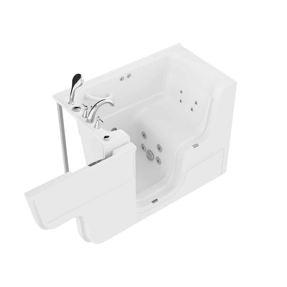 Baignoire balnéo accessible aux fauteuils roulants avec drain à gauche de 4,5 pi en blanc