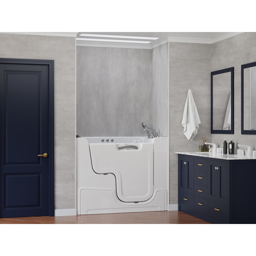 Baignoire à remous et à air accessible aux fauteuils roulants de 4,5 pi avec drain à droite en blanc
