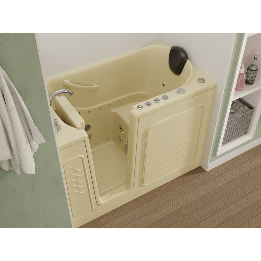 Baignoire à remous et à air de plain-pied de 4 pi 5 po avec drain à gauche en biscuit avec chromothérapie