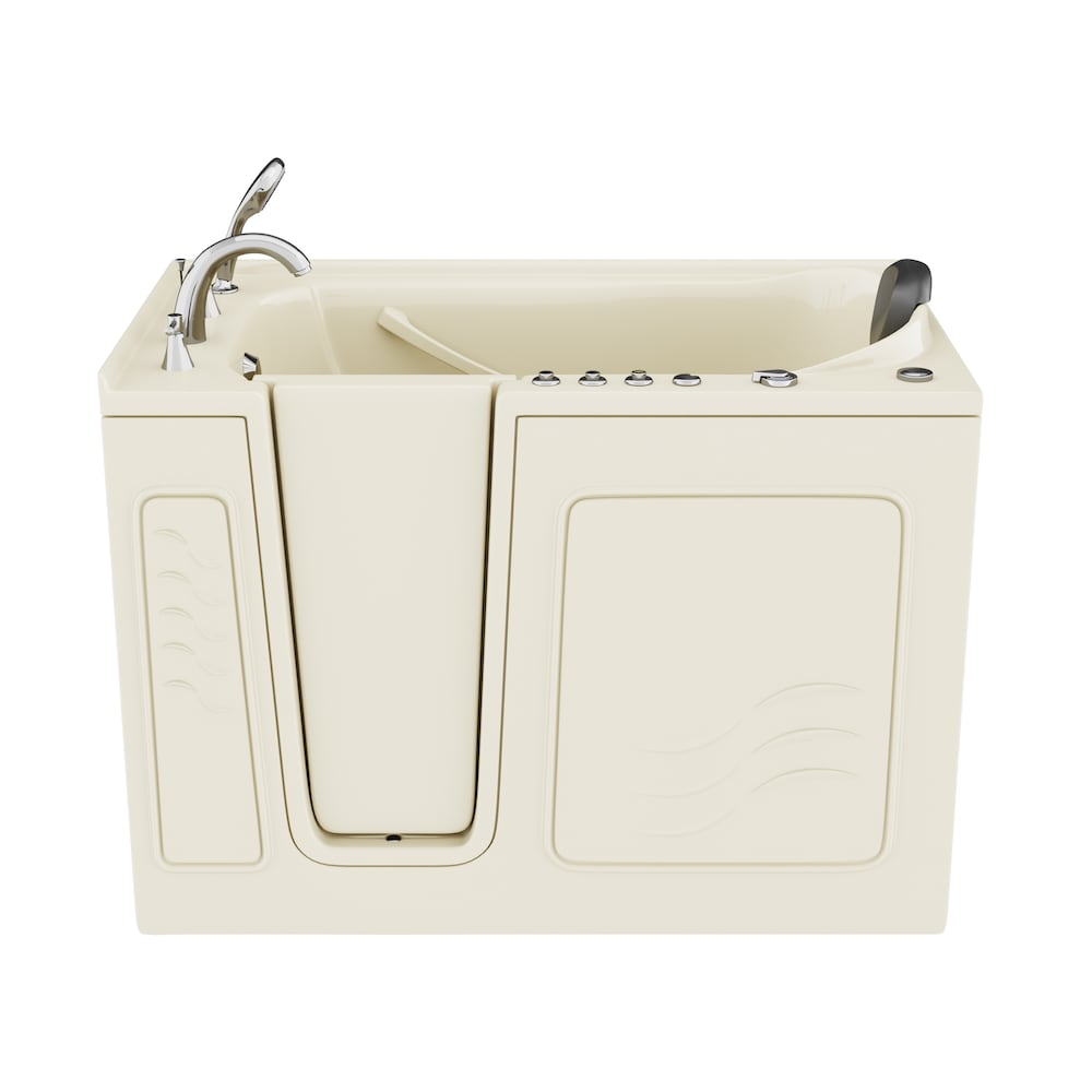 Baignoire à remous et à air de plain-pied de 4 pi 5 po avec drain à gauche en biscuit avec chromothérapie