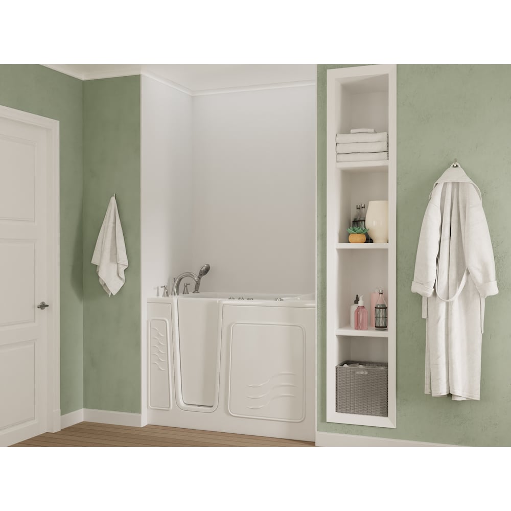 53 in. Left Drain Quick Fill Walk-In Whirlpool Bath Tub with Powered Fast Drain in White
