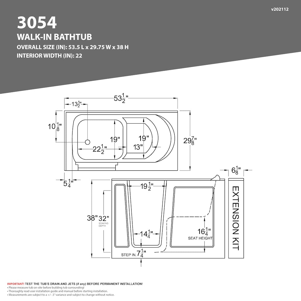 4.5 ft. Right Drain Walk-In Whirlpool and Whirlpool Air Bath Tub in White