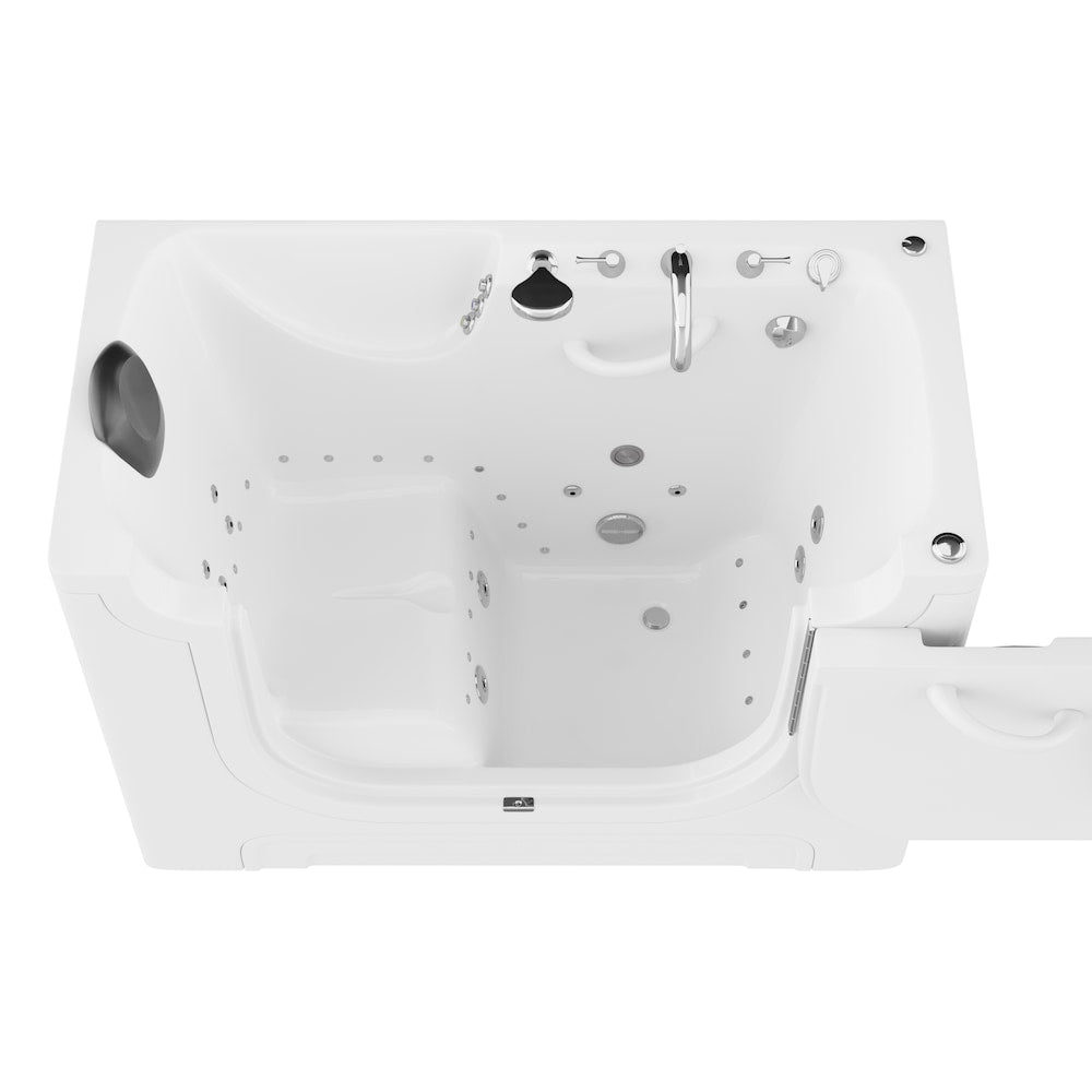 Baignoire à remous et à air de 5 pieds avec drain à droite accessible aux fauteuils roulants en blanc
