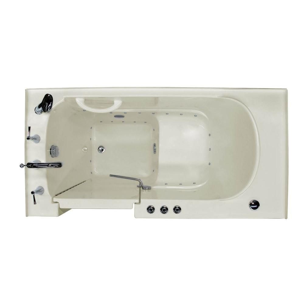 Baignoire à air de plain-pied de 5 pi avec drain à gauche en biscuit