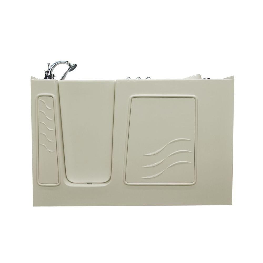 Baignoire à air de plain-pied de 5 pi avec drain à gauche en biscuit