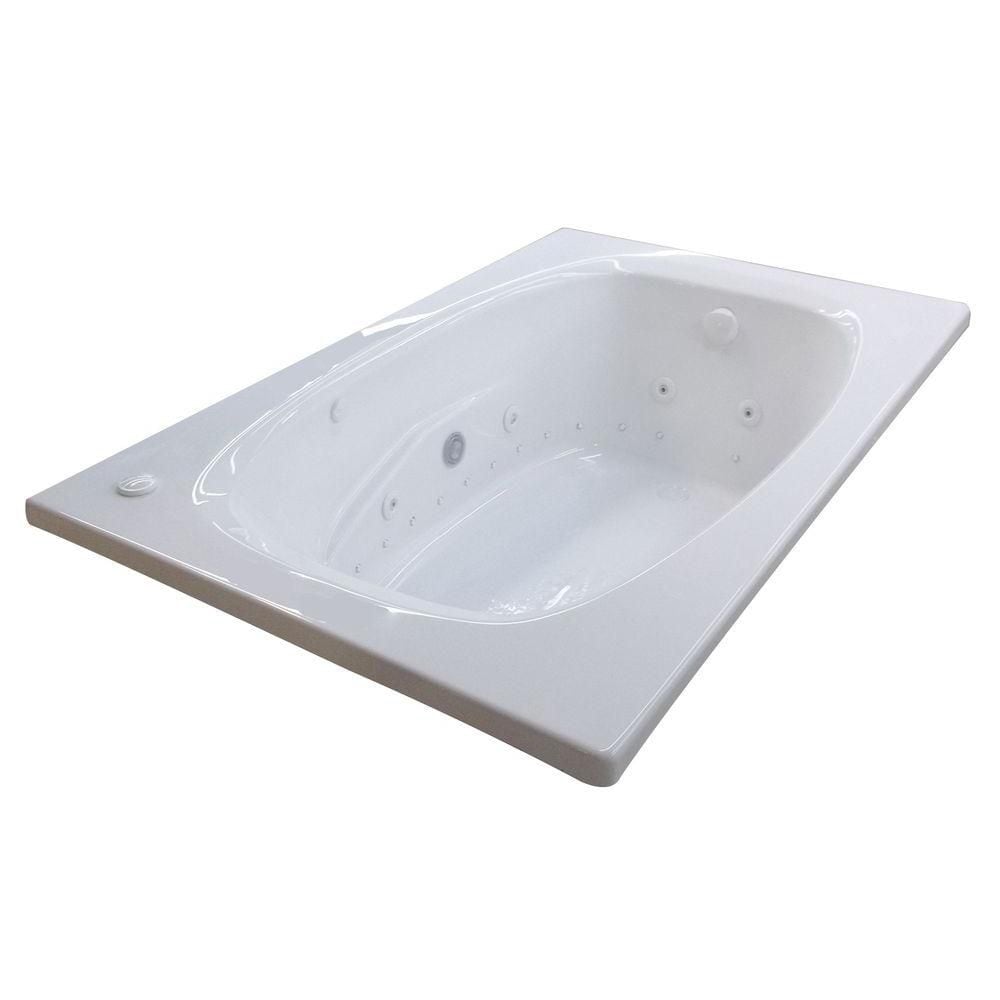 Tiger's Eye Diamond 6 ft. Acrylic Drop-in Right Drain Rectangular Whirlpool and Air Bathtub in White