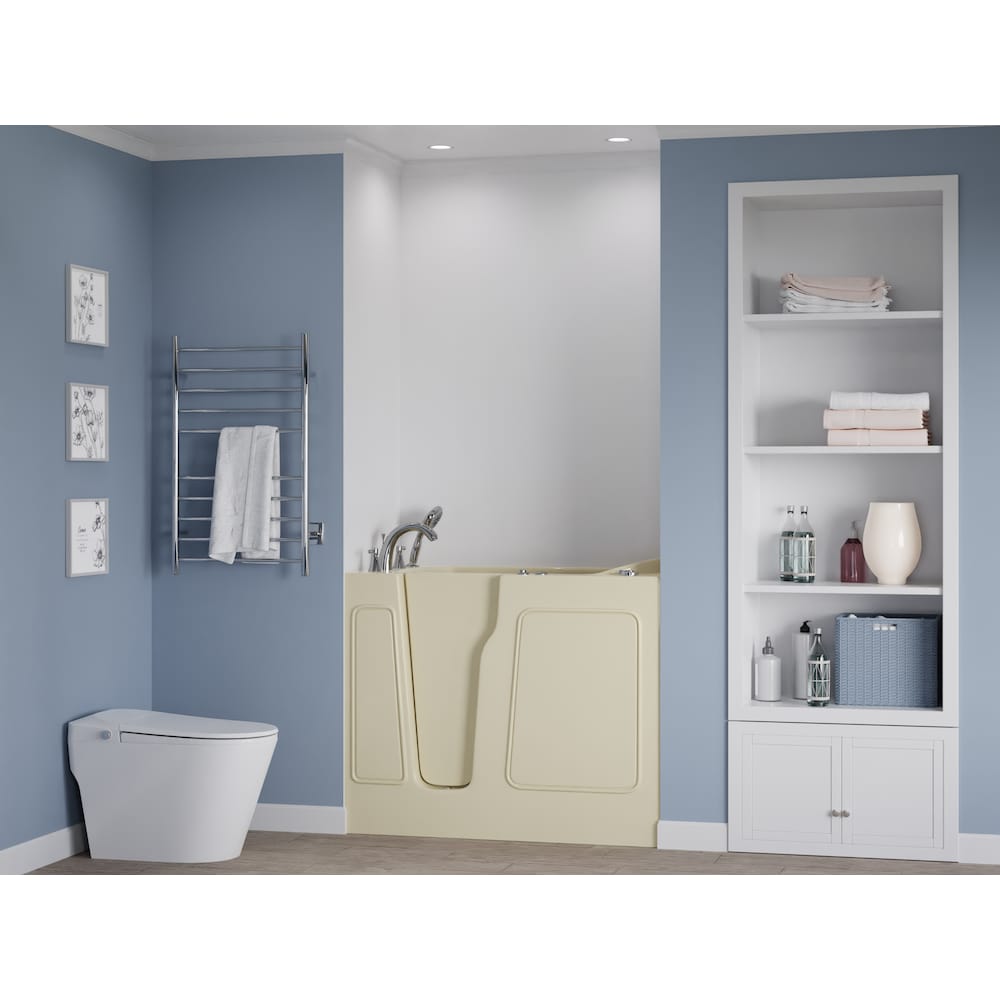 Baignoire balnéo à accès direct de 3 pi 9 po avec drain à gauche en biscuit