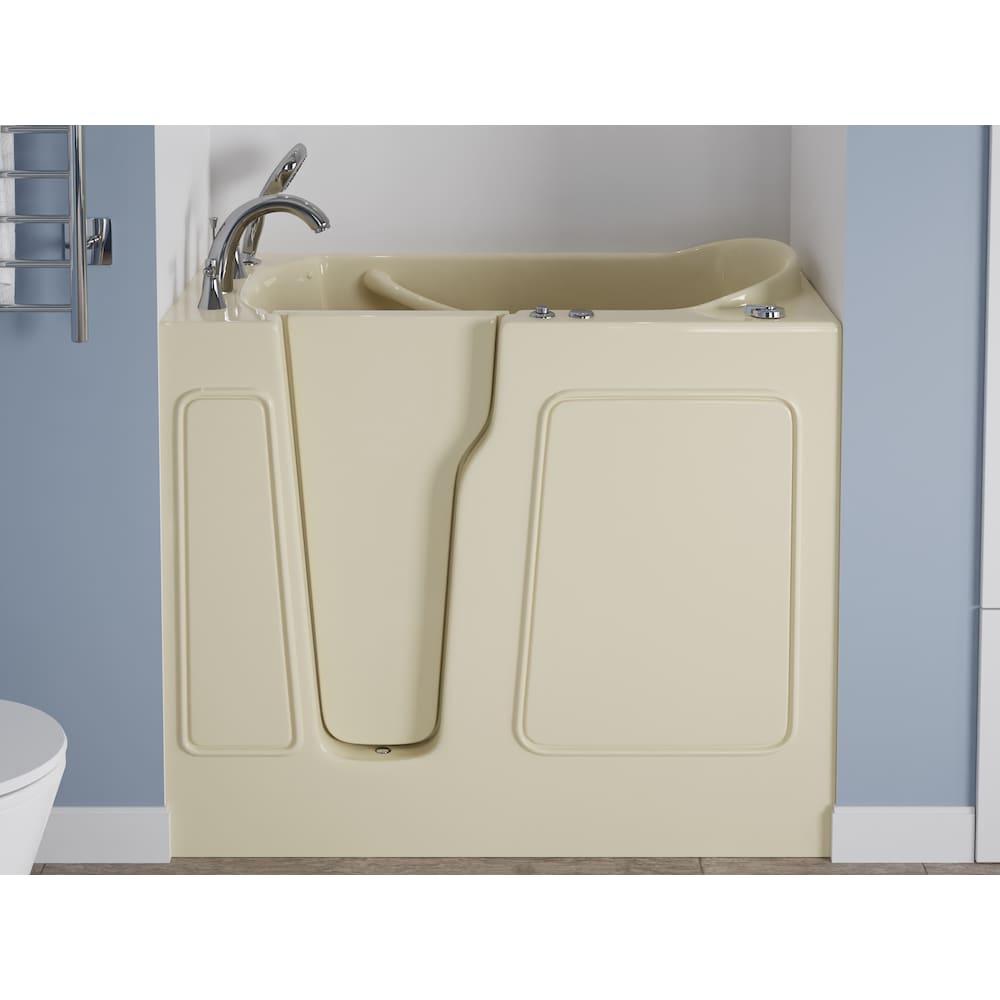 Baignoire balnéo à accès direct de 3 pi 9 po avec drain à gauche en biscuit