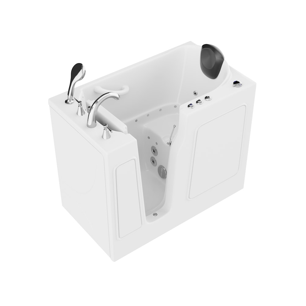 Baignoire balnéo et à air de plain-pied avec drain à gauche de 3 pi 9 po en blanc 46 po L x 26 po l x 38 po H