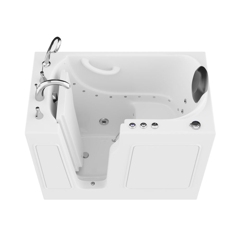 Baignoire balnéo et à air de plain-pied avec drain à gauche de 3 pi 9 po en blanc 46 po L x 26 po l x 38 po H