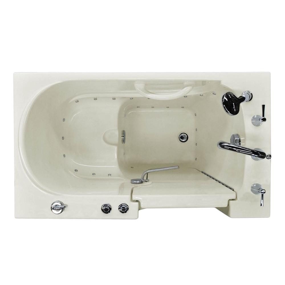3 ft. 9-inch Right Drain Walk-In Air Bathtub in Biscuit