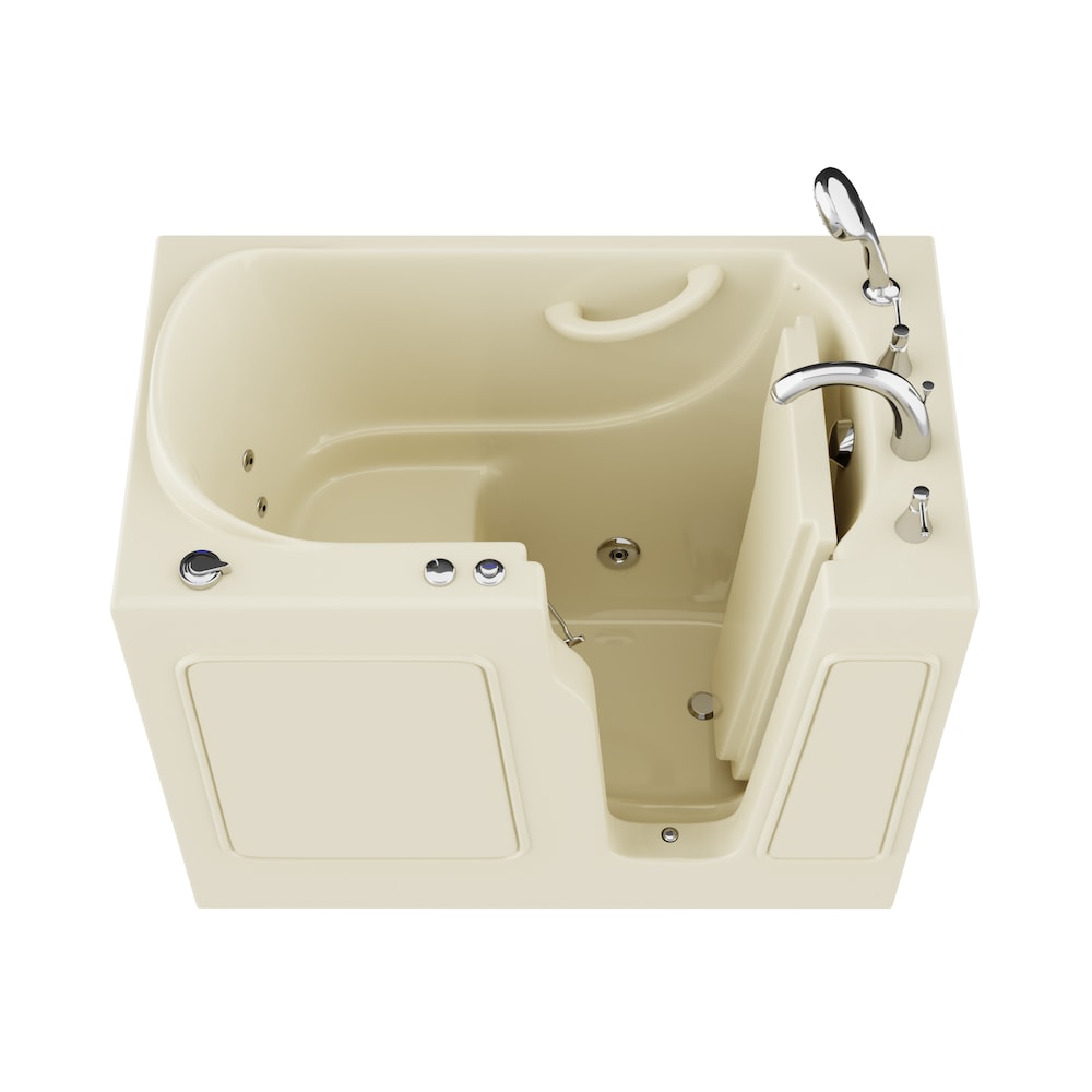 Baignoire balnéo à accès direct de 3 pi 9 po avec drain à droite en biscuit
