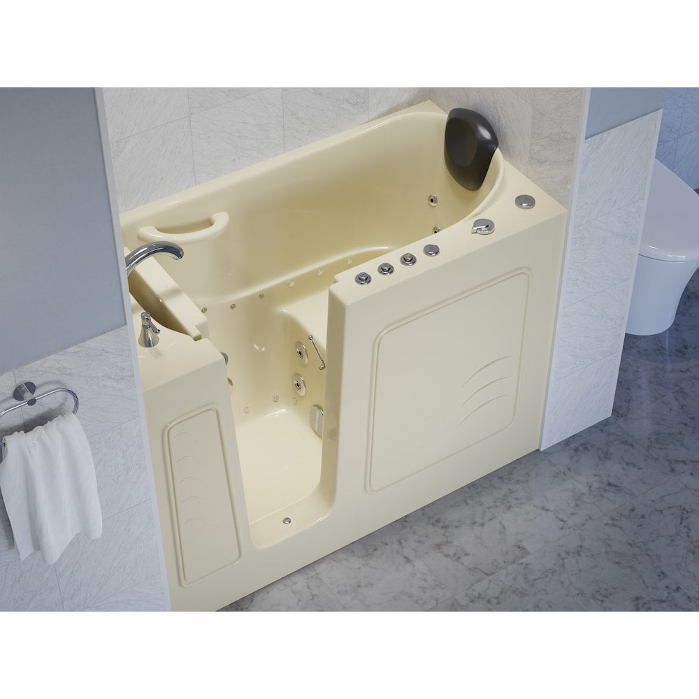 4 ft. 5-inch Left Drain Walk-In Whirlpool and Air Bathtub in Biscuit with Polished Chrome Trim