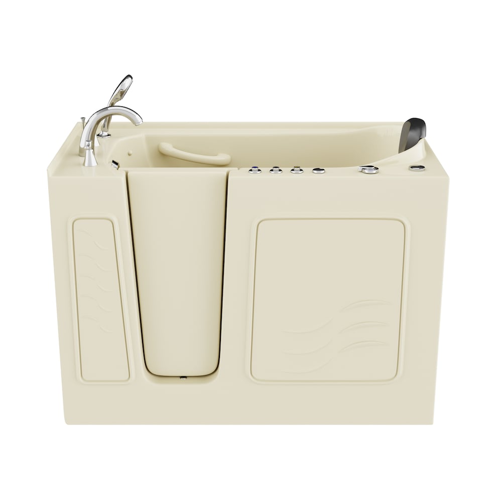 4 ft. 5-inch Left Drain Walk-In Whirlpool and Air Bathtub in Biscuit with Polished Chrome Trim