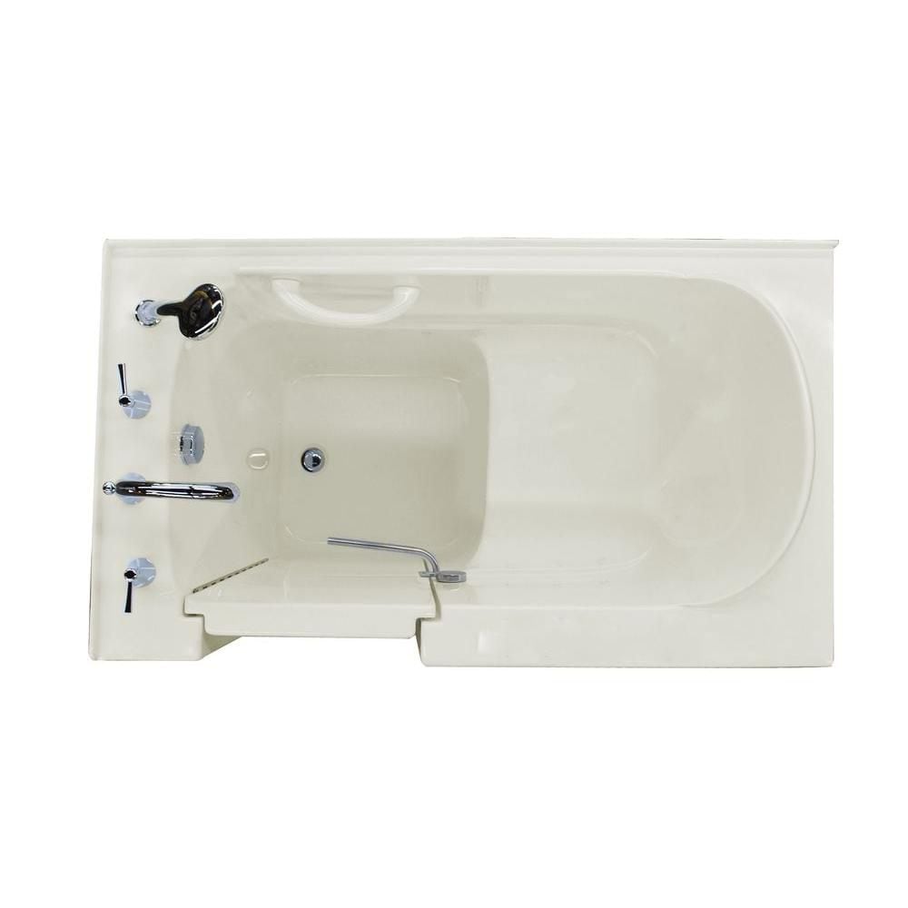 4 ft. 5-inchLeft Drain Walk-In Bathtub in Biscuit with Polished Chrome Trim