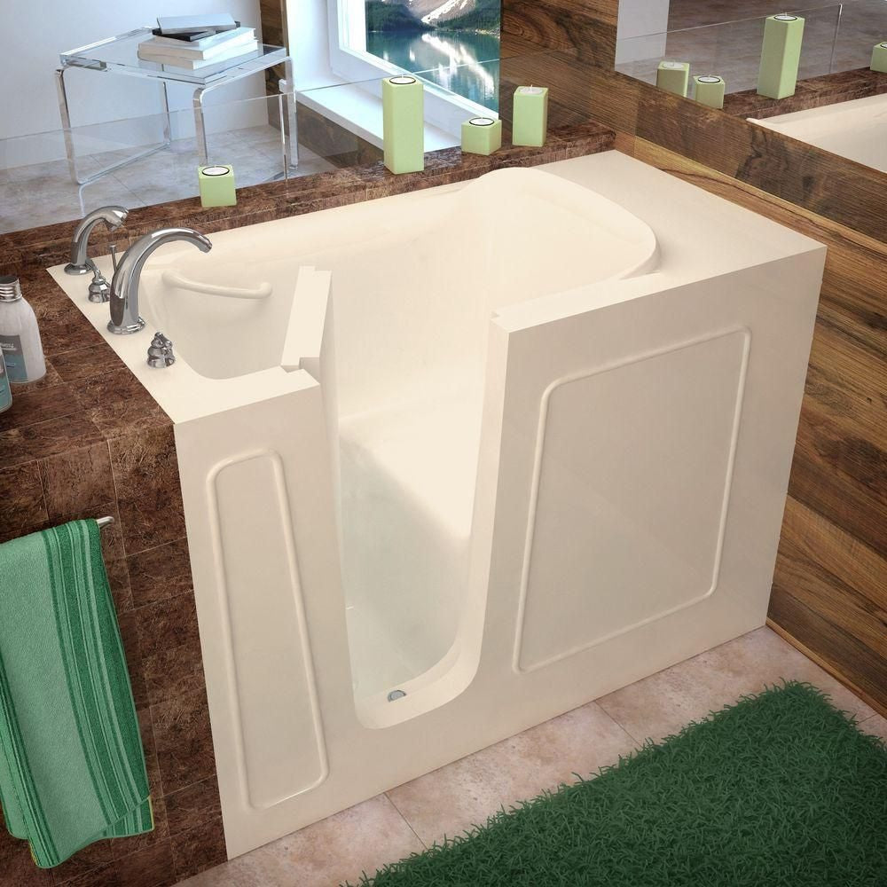4 ft. 5-inchLeft Drain Walk-In Bathtub in Biscuit with Polished Chrome Trim
