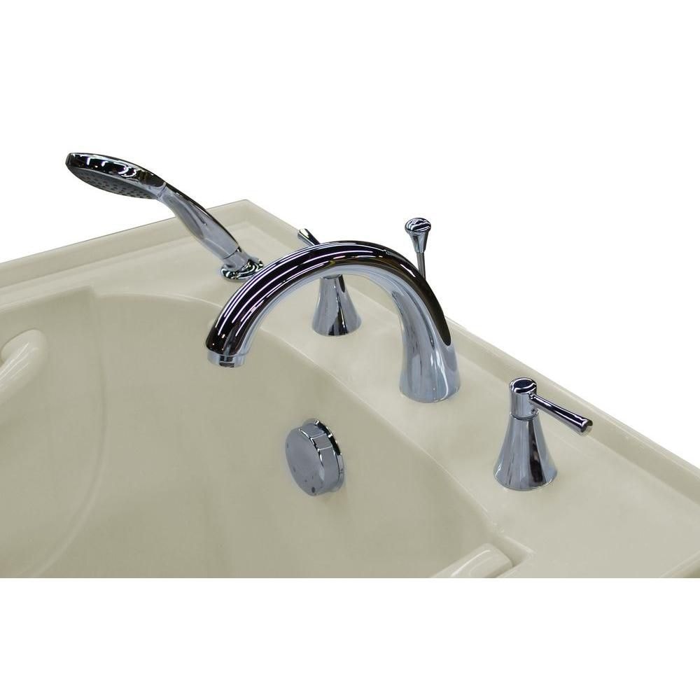 4 ft. 5-inchLeft Drain Walk-In Bathtub in Biscuit with Polished Chrome Trim