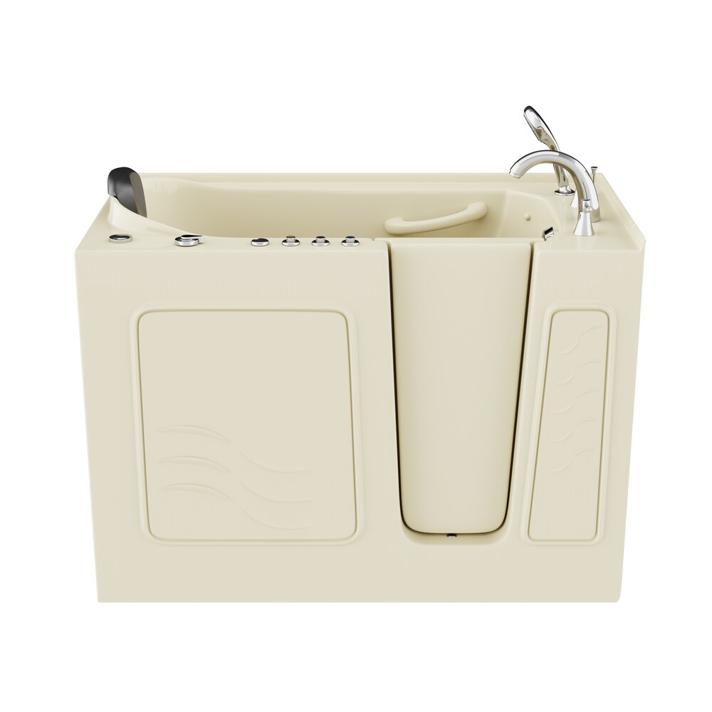 Baignoire à remous et à air de plain-pied de 4 pi 5 po avec drain à droite en biscuit