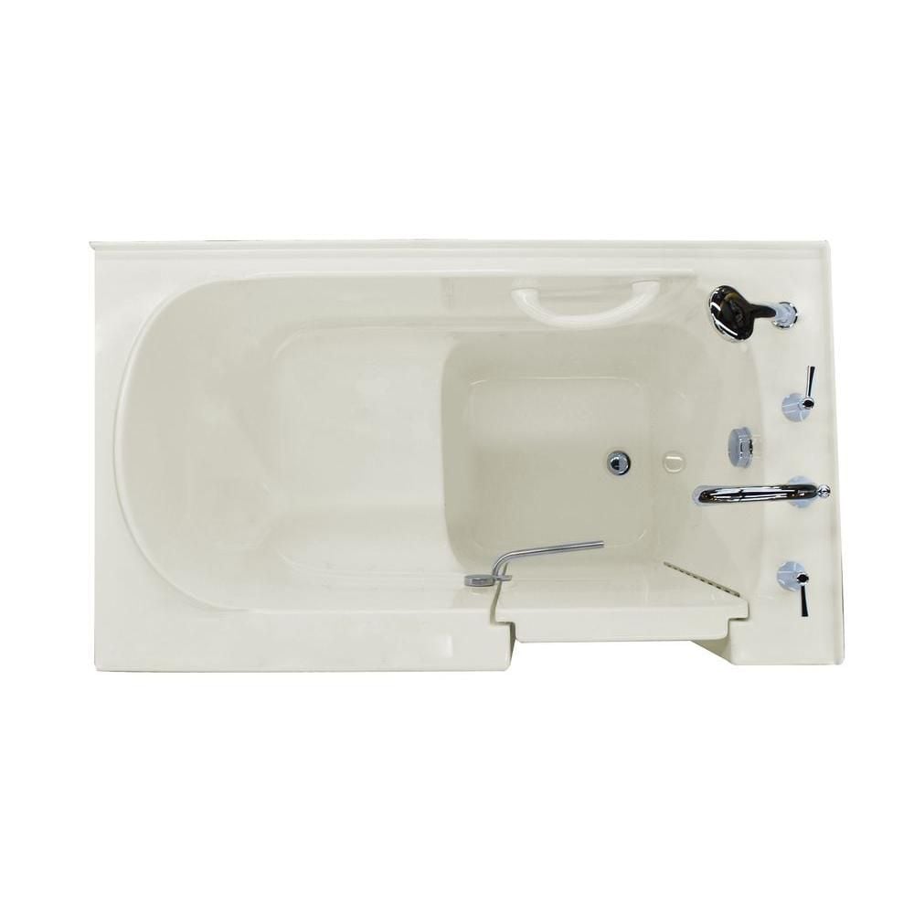 4 ft. 5-inch Right Drain Walk-In Bathtub in Biscuit