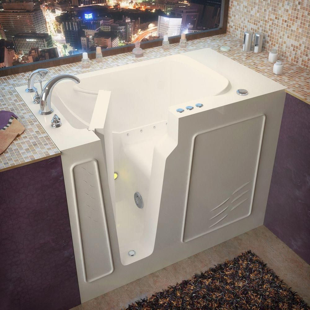 4 ft. 4-inch Left Drain Walk-In Air Bathtub in Biscuit