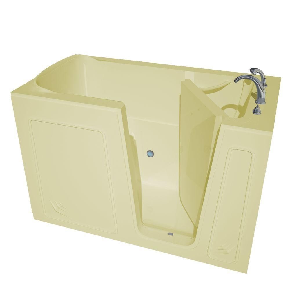 5 ft. Acrylic Alcove Right Drain Walk-In Bathtub Inward Swing Molded Seat in Biscuit
