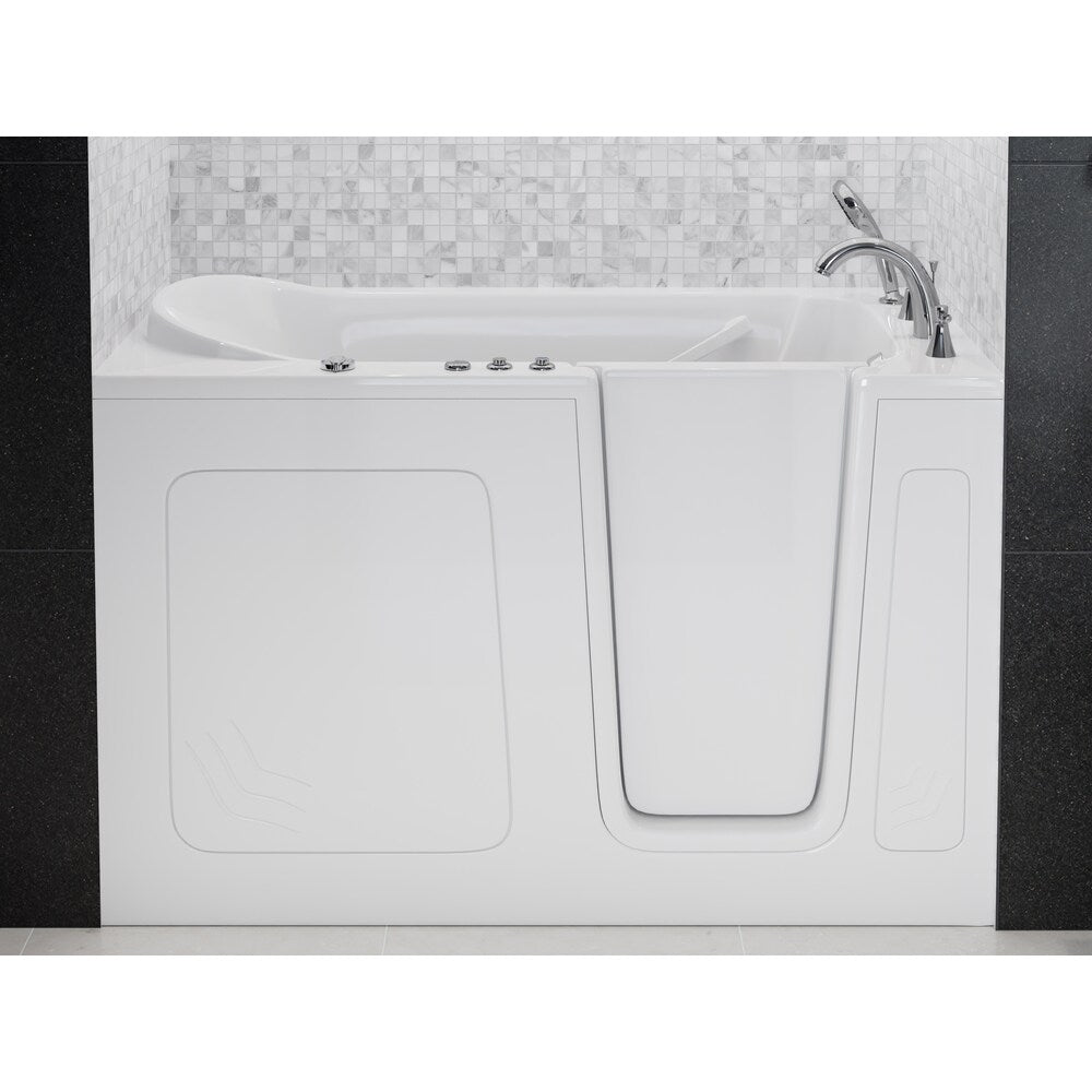 Baignoire balnéo à accès direct de 5 pi avec drain à droite en blanc
