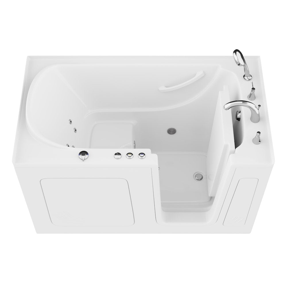 Baignoire balnéo à accès direct de 5 pi avec drain à droite en blanc