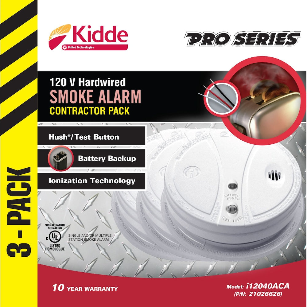 Kidde Pro Series Hardwired Smoke Alarm with Battery Backup (3-Pack)