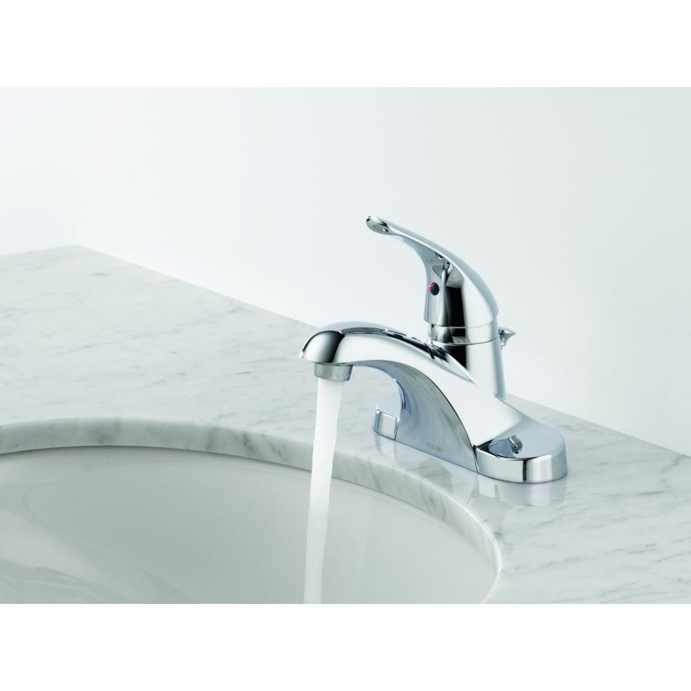 Foundations 4 in. Centerset Single Handle Lever Bathroom Sink Faucet Standard Flow in Chrome