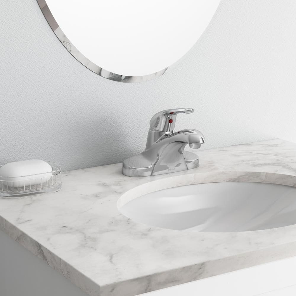 Foundations 4 in. Centerset Single Handle Lever Bathroom Sink Faucet Standard Flow in Chrome