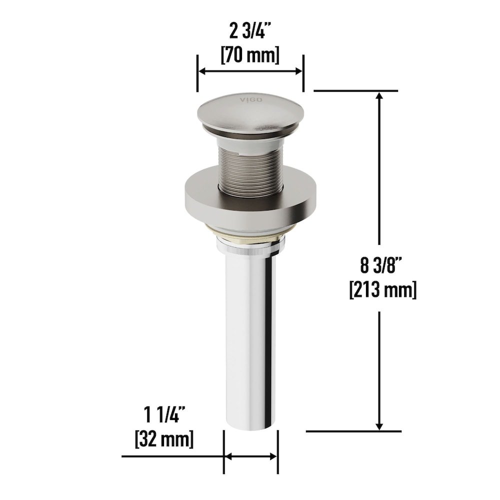 Vessel Bathroom Sink Pop-Up Drain and Mounting Ring in Brushed Nickel