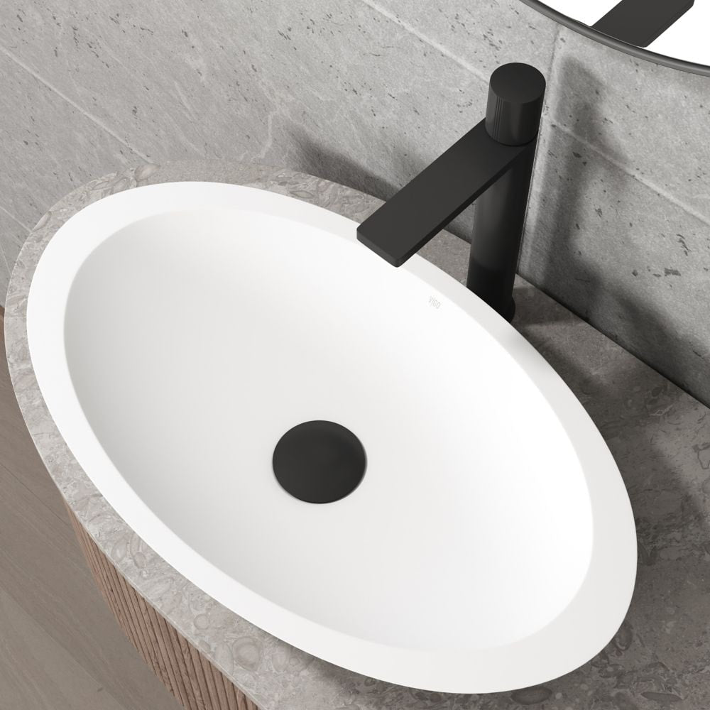 Vessel Bathroom Sink Pop-Up Drain and Mounting Ring in Matte Black