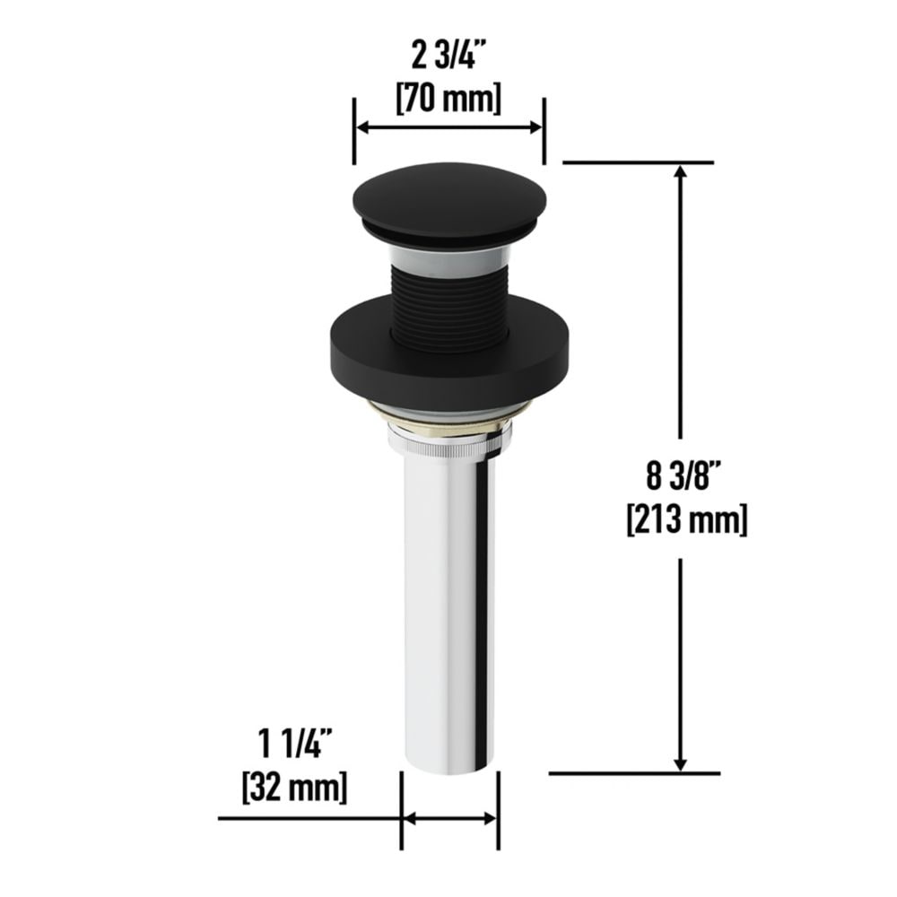 Vessel Bathroom Sink Pop-Up Drain and Mounting Ring in Matte Black