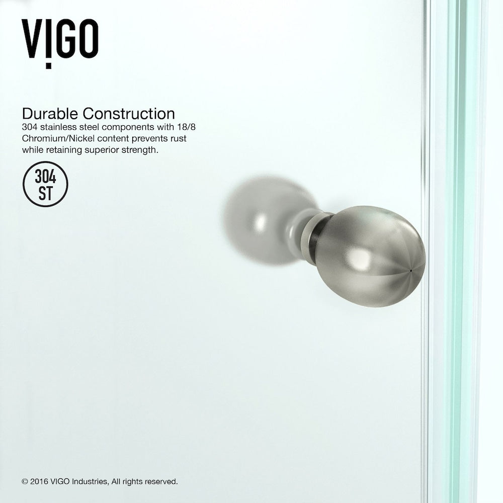 Verona 42 in. D x 42 in. W x 77 in. H Frameless Hinged Neo-angle Shower Enclosure Kit in Brushed Nickel with Clear Glass