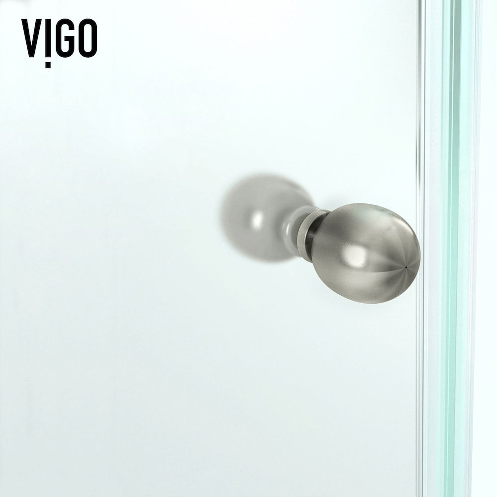 Verona 42 in. D x 42 in. W x 77 in. H Frameless Hinged Neo-angle Shower Enclosure Kit in Brushed Nickel with Clear Glass