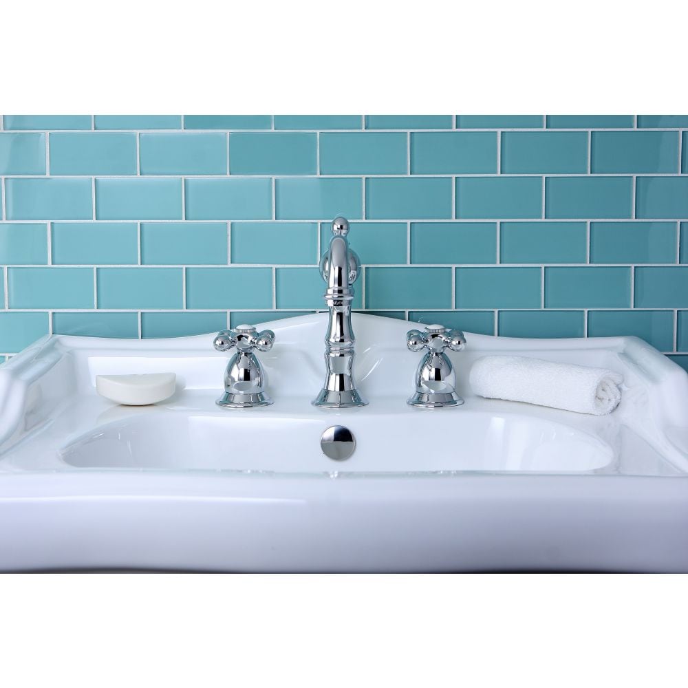 Robinet de salle de bain à arc élevé à 2 poignées (8 pouces) de style victorien en chrome avec poignées croisées