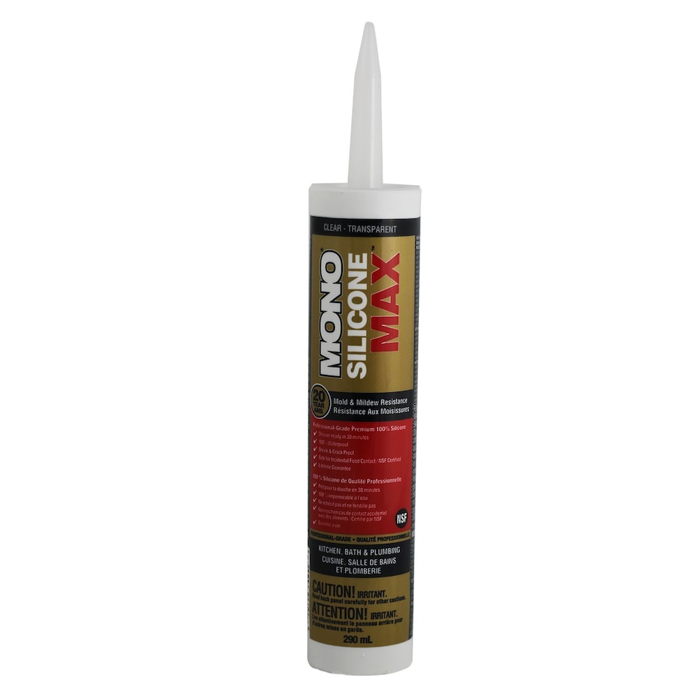 MONO® SILICONE MAX Premium Sealant 100% Silicone for Kitchen, Bath & Plumbing Clear 290 mL