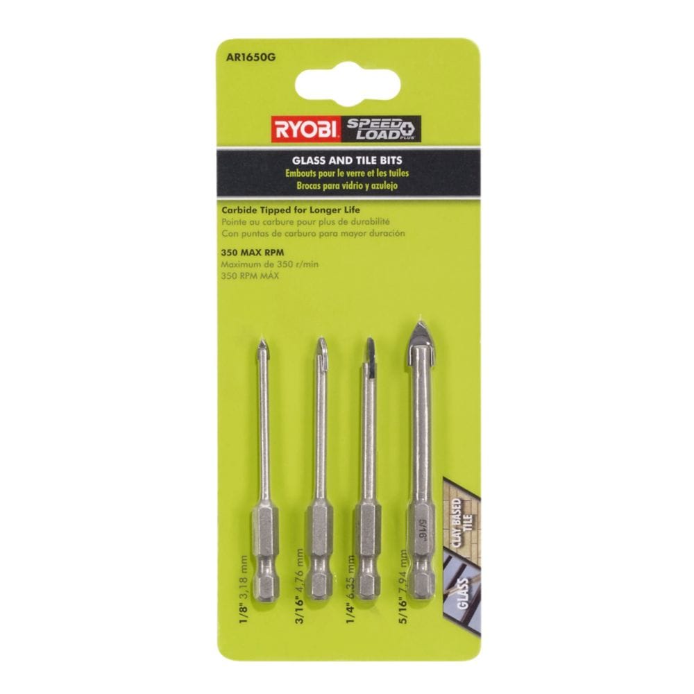 Hex Shank Glass/Tile Bit Set (4-Piece)