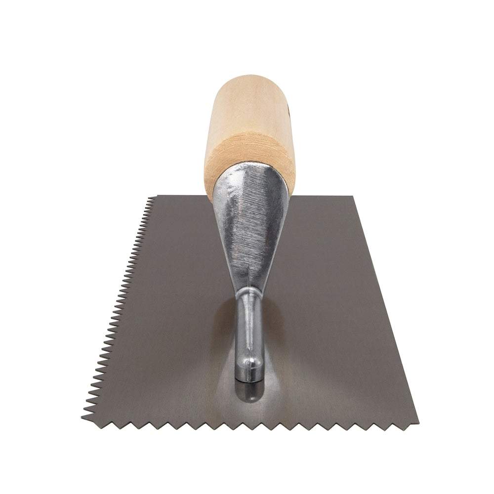 1/4 in. x 3/16 in. Traditional Carbon Steel V-Notch Flooring Trowel with Wood Handle